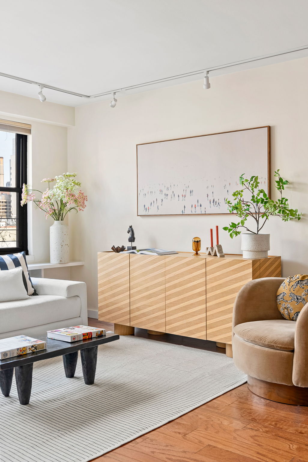 Oak Striped Raya Media Console & Sideboard Cabinet by Crate & Barrel