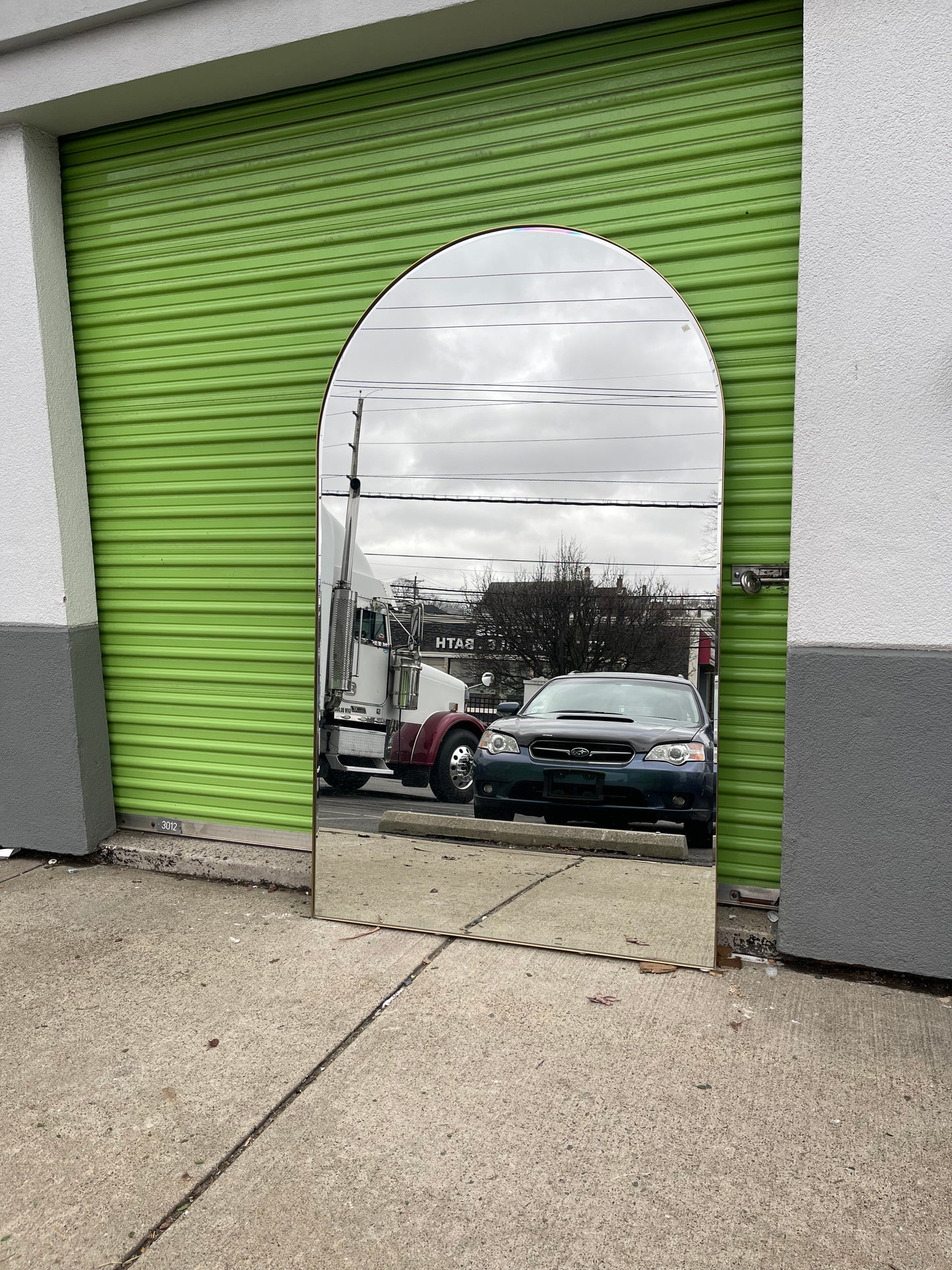 Edge Extra-Large Brass Arch Floor Mirror