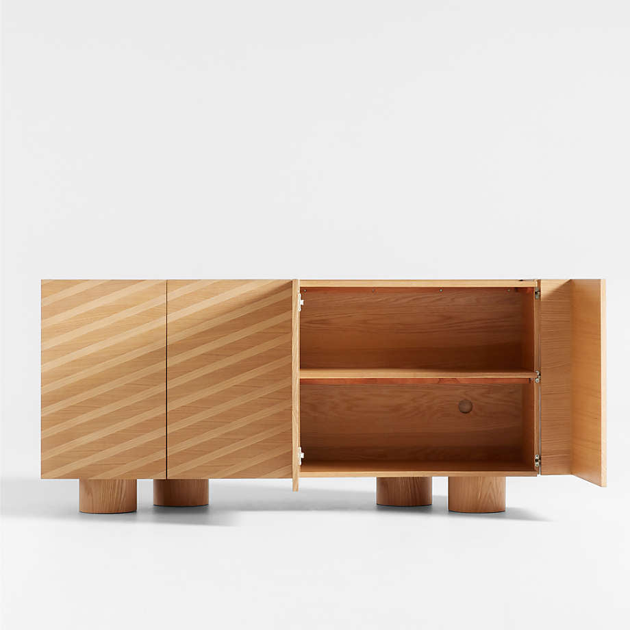 Oak Striped Raya Media Console & Sideboard Cabinet