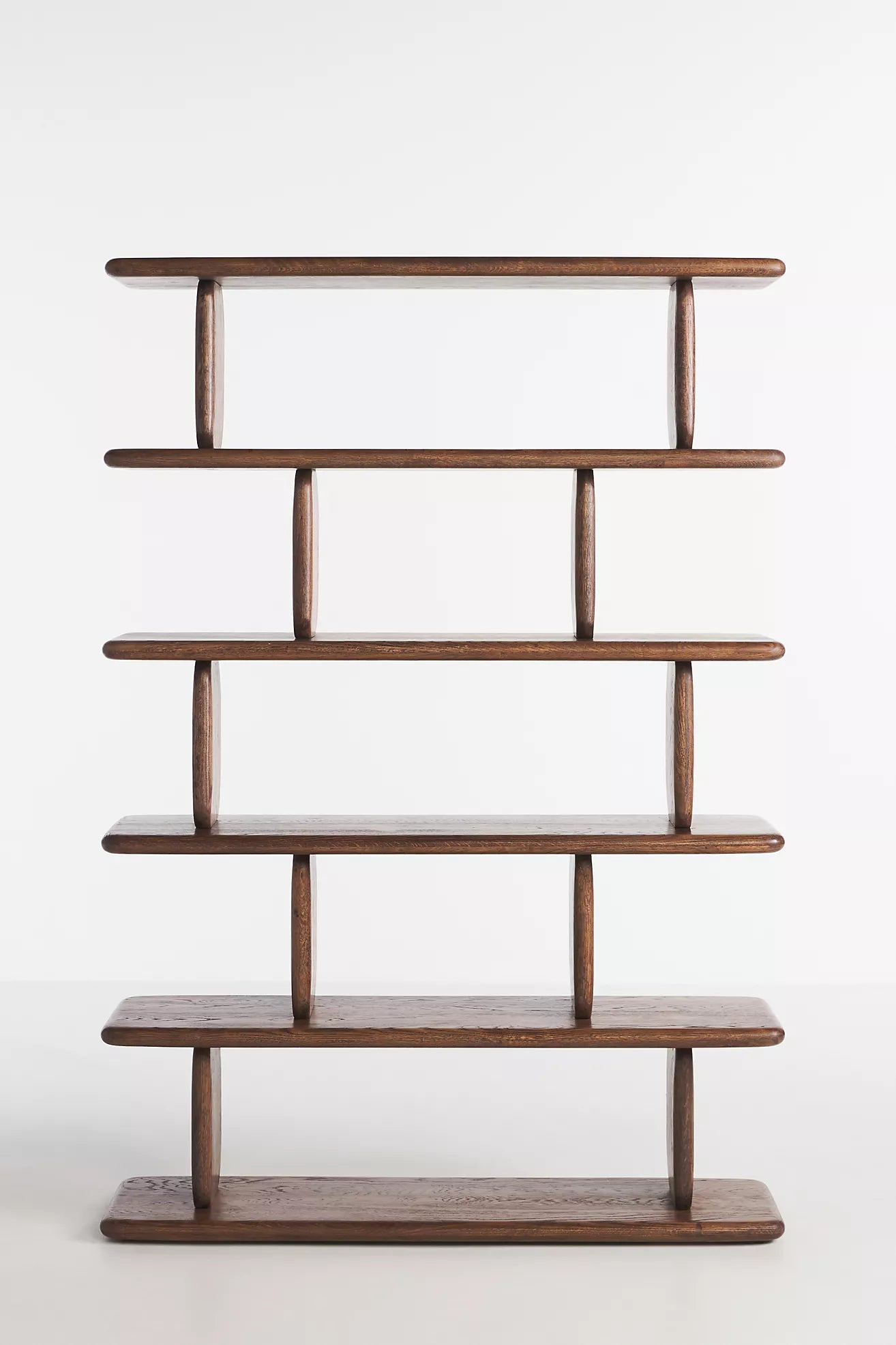 Sculptural Oak 5-Tier Bookshelf