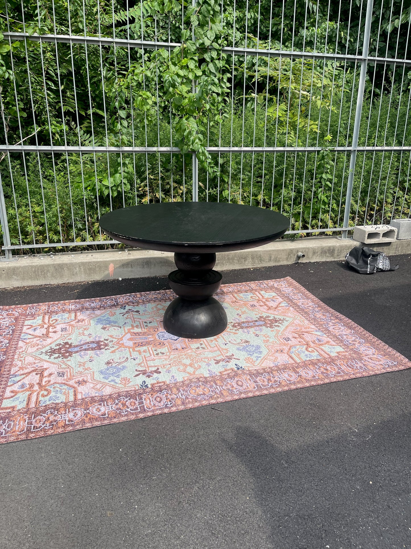 Sculptural Black Finish Dining Table