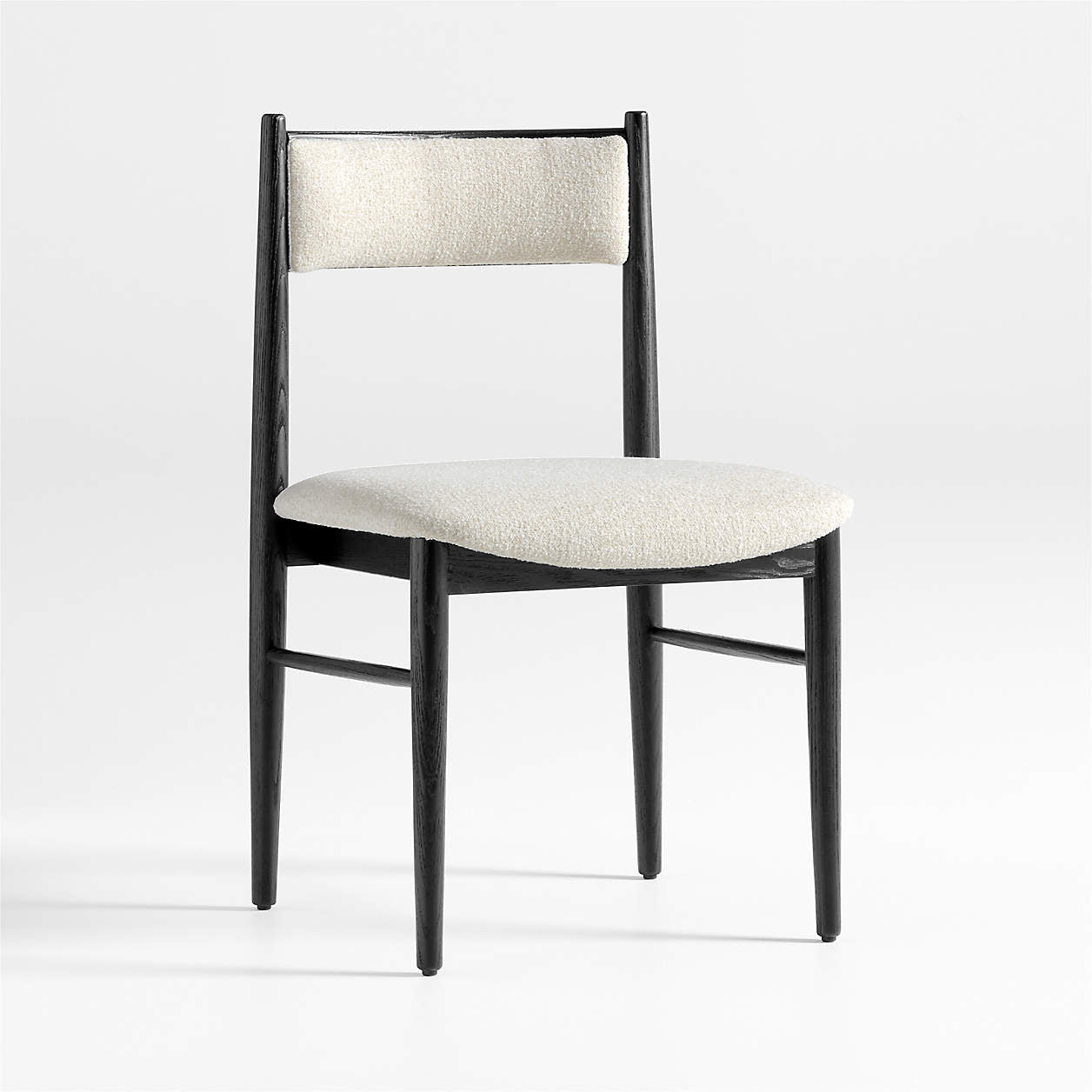 Black Ash Boucle Upholstered Mid-Century Modern Dining Chairs