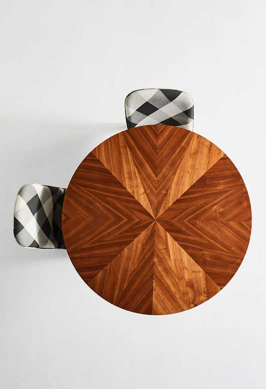 Geometric Wood Pedestal Table