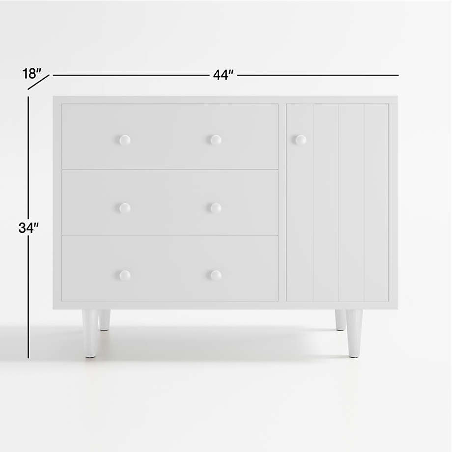 Crate & Barrel Finn White Wood 3-Drawer Dresser Changing Table