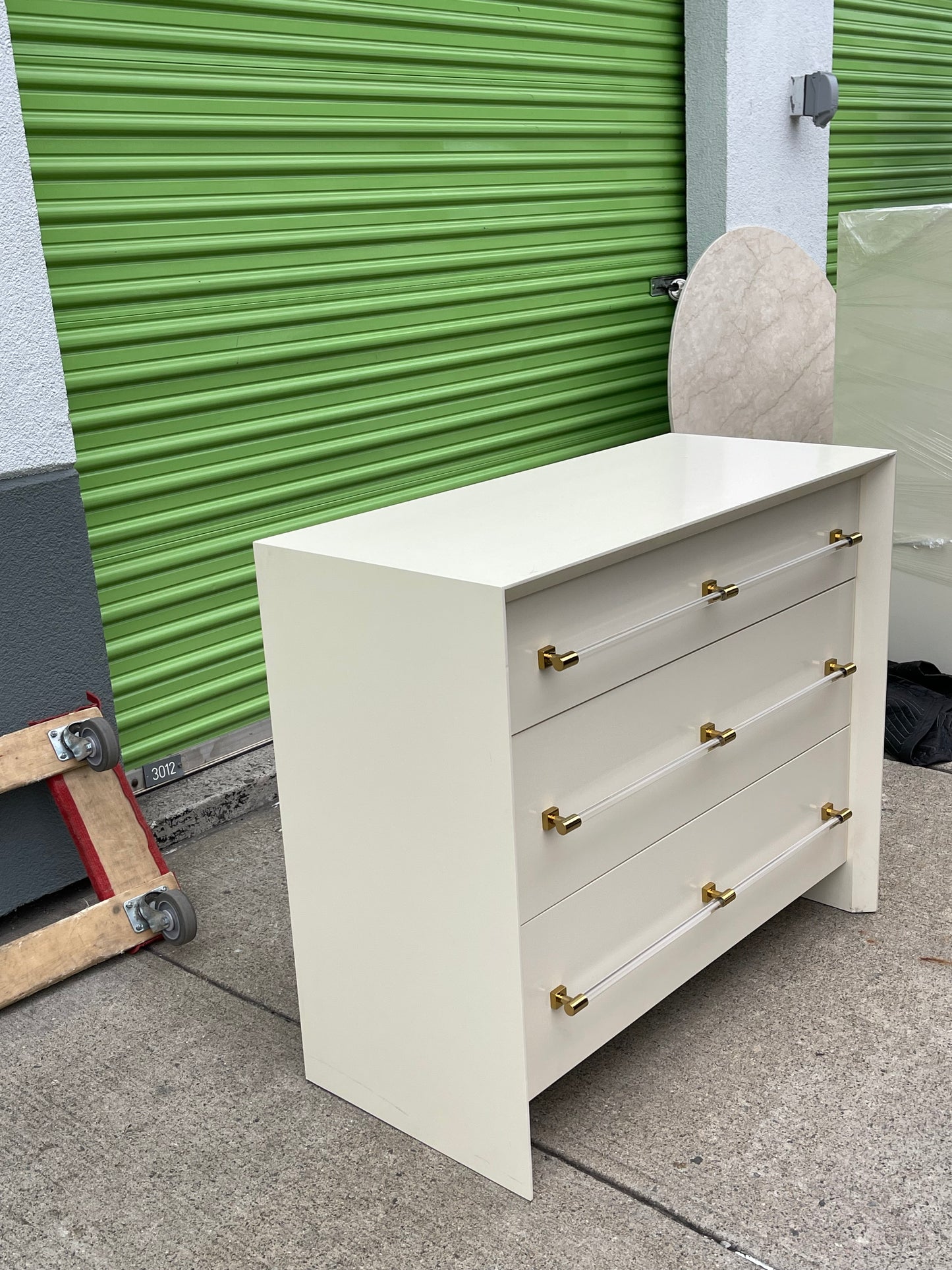 Merriton Cream Lacquered 3-Drawer Dresser