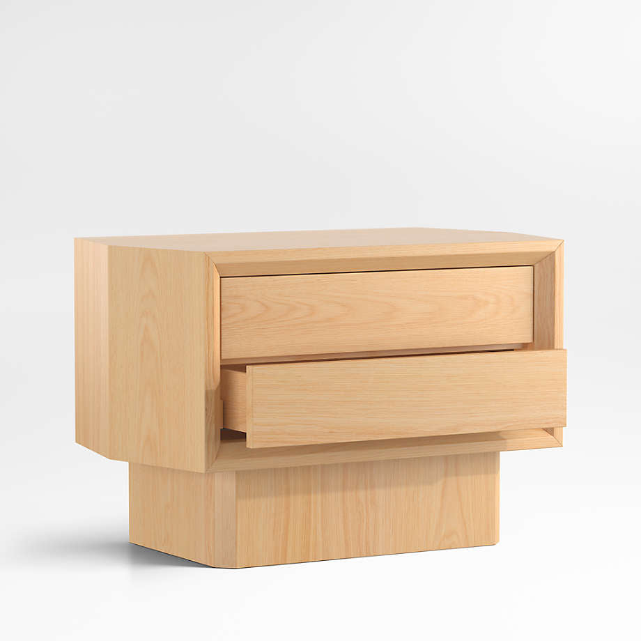 Oak 2-Drawer Nightstand with Power Outlet