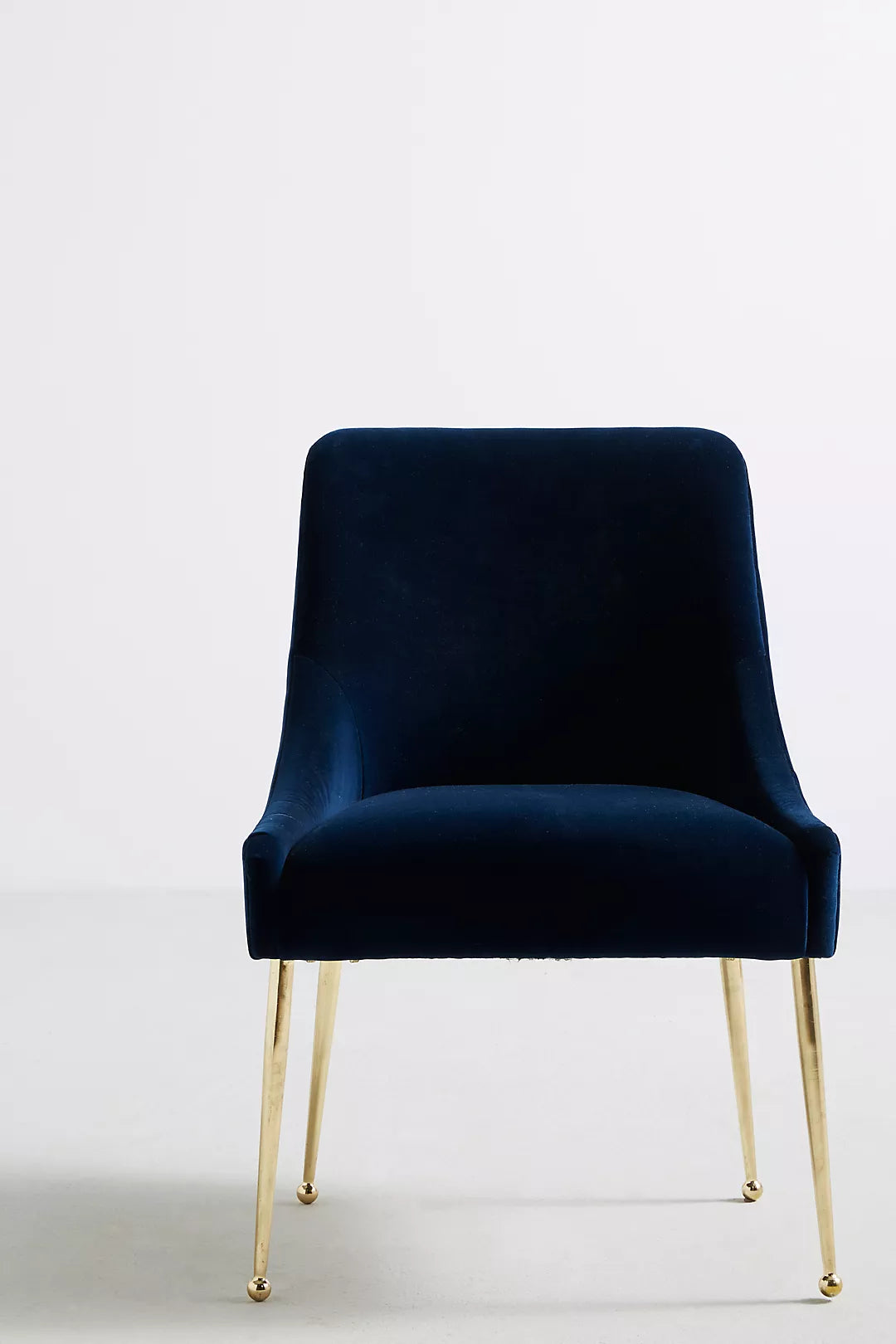 Navy Blue Velvet & Brass Dining Chair