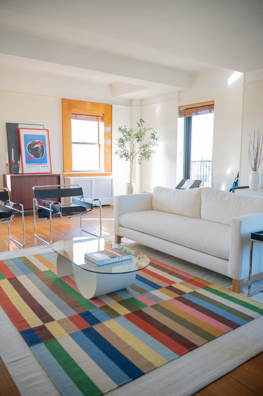 Cream “Pacific” Wood Sofa by Crate & Barrel
