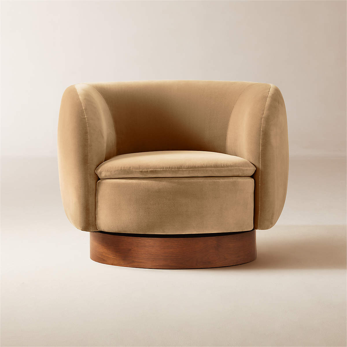 Muir Camel Velvet Swivel Barrel Accent Chair