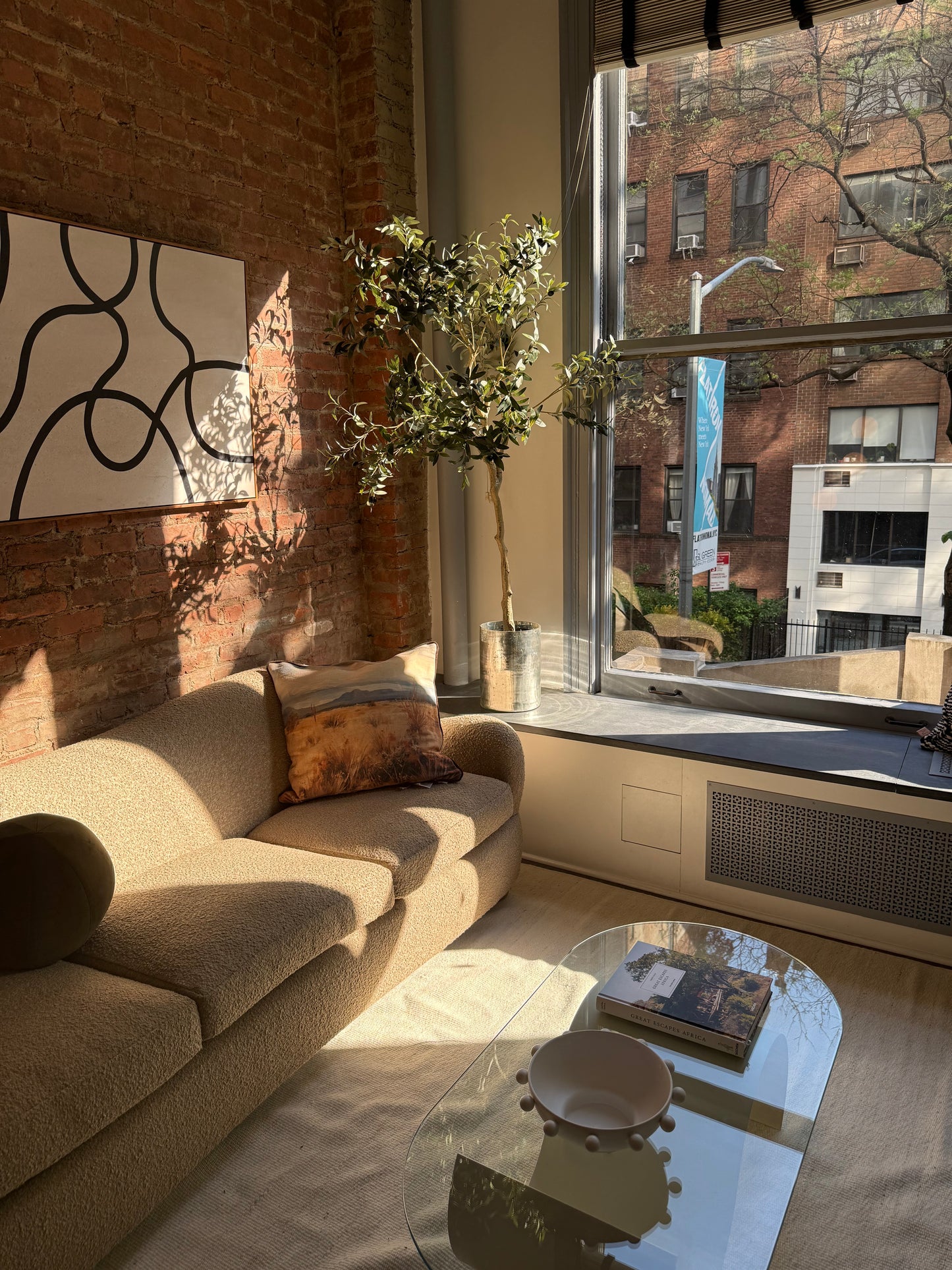 CB2 Bacio Sofa in Camel Boucle 86”