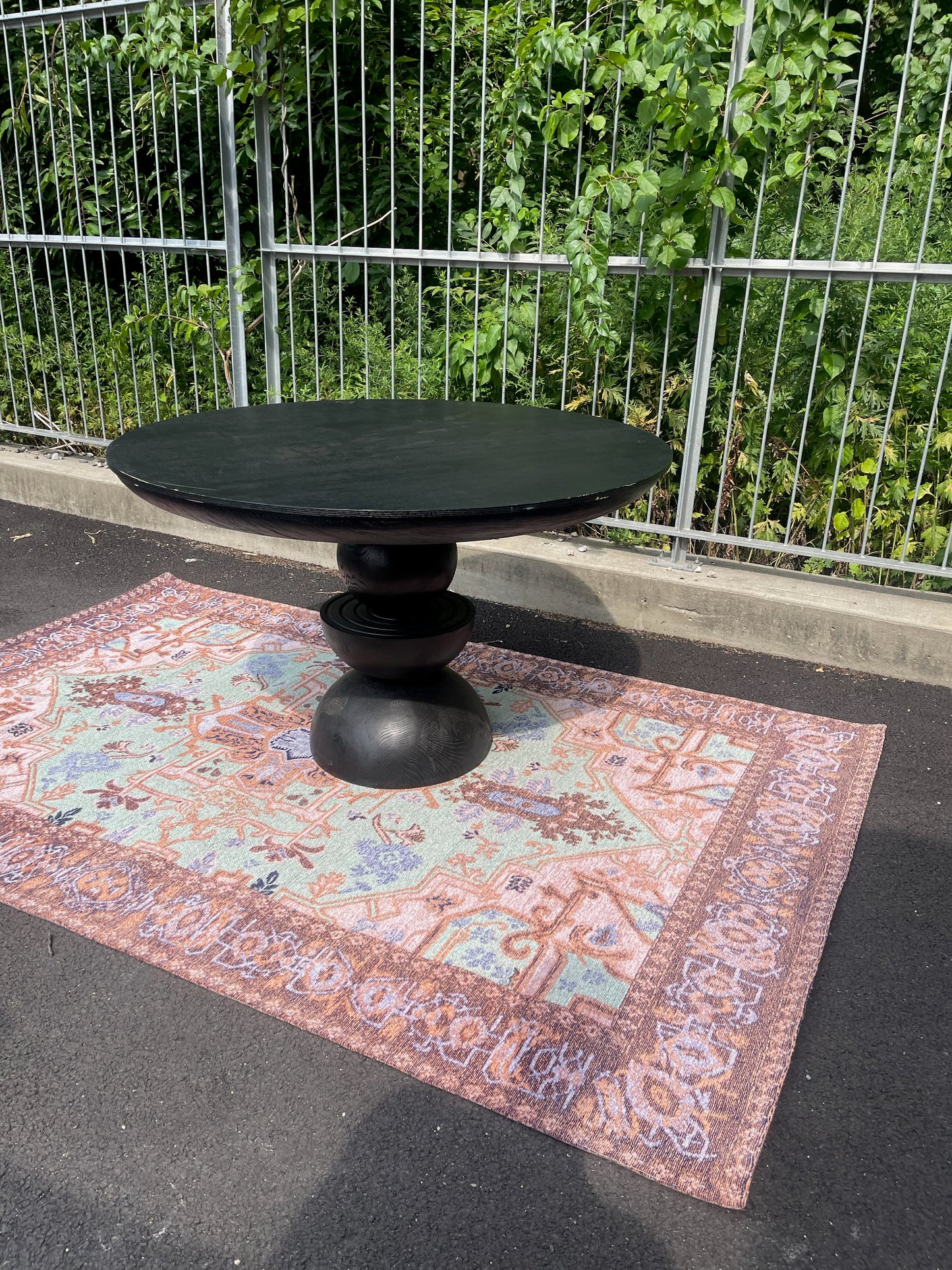 Sculptural Black Finish Dining Table