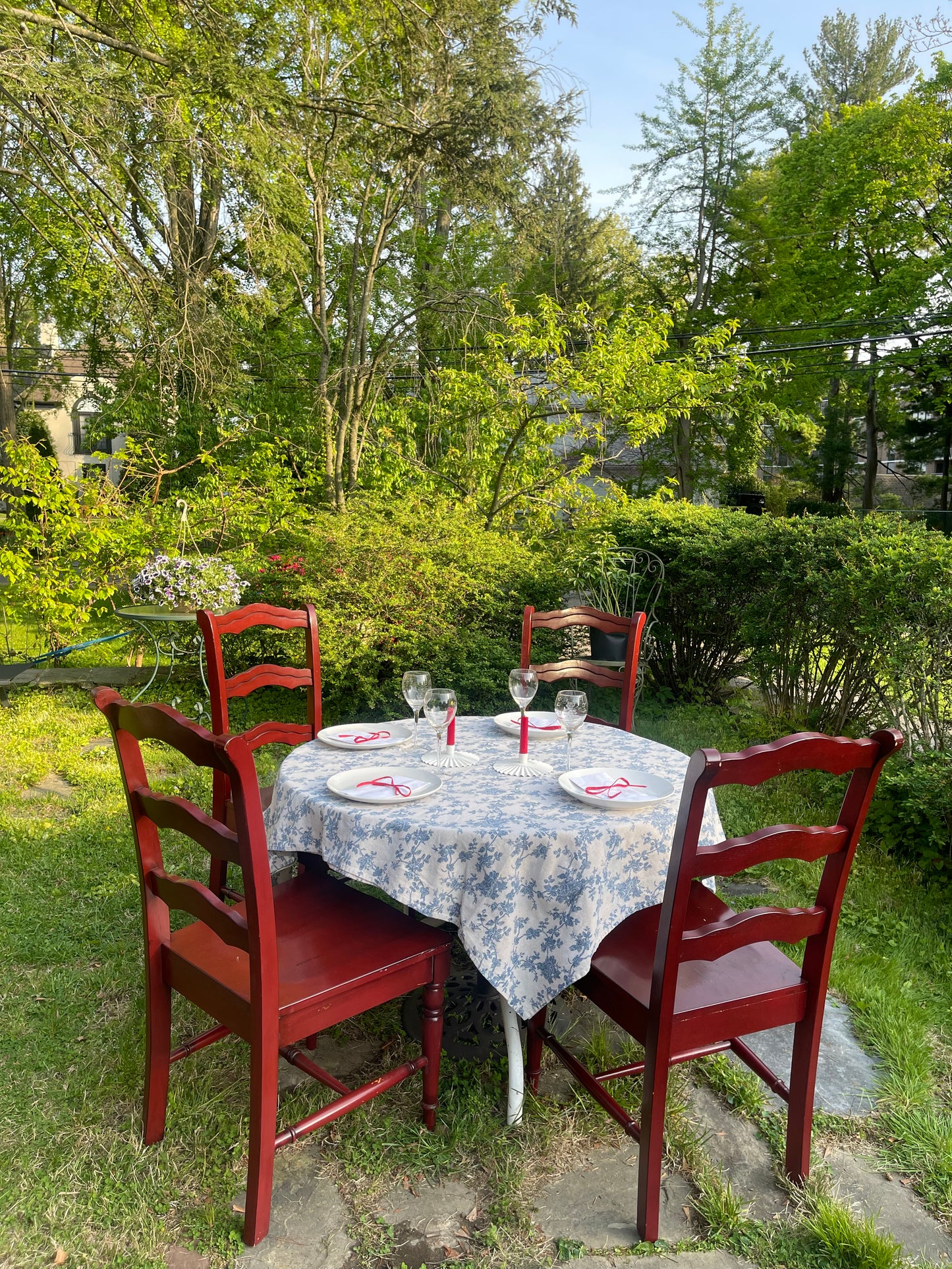 Vintage Red Ladderback Dining Chairs