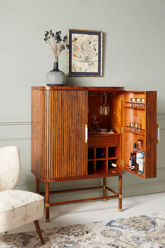 Deluxe Tamboured Bar Cabinet & Console