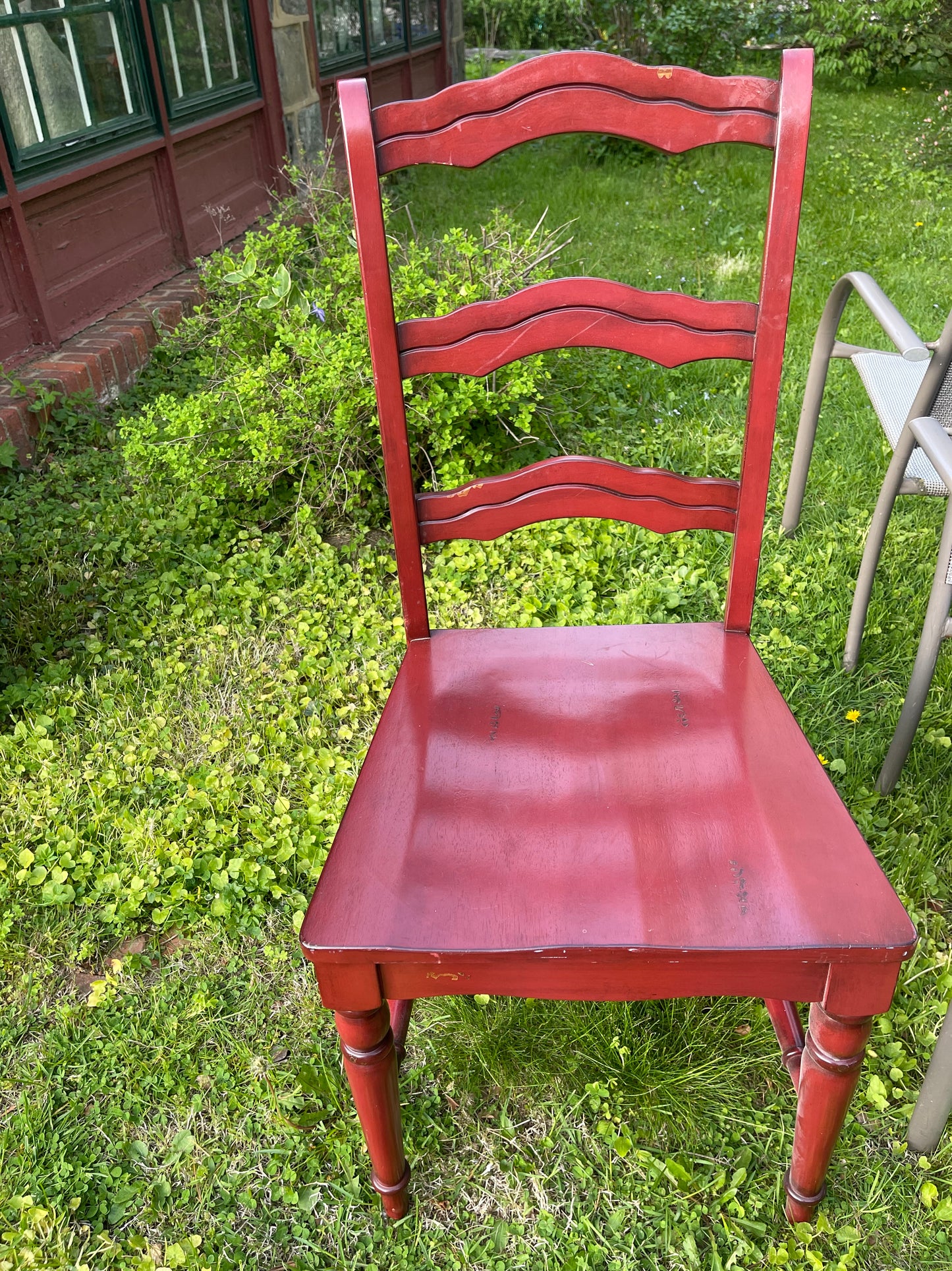 Vintage Red Ladderback Dining Chairs