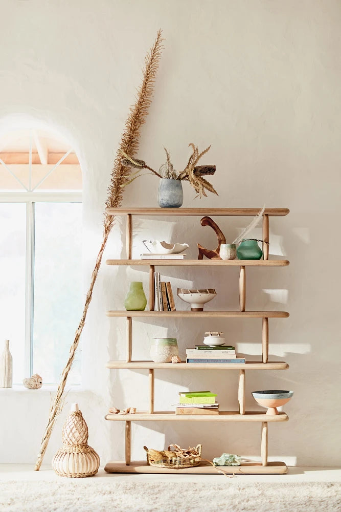 Sculptural Oak 5-Tier Bookshelf