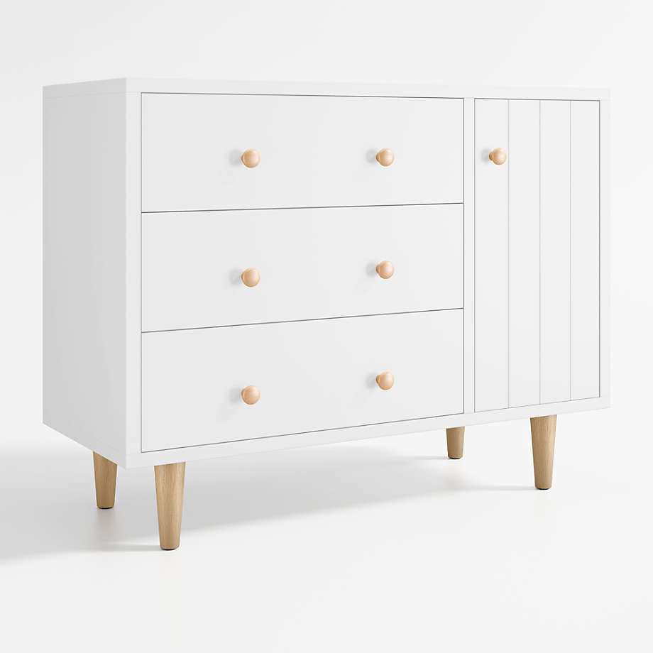 Crate & Barrel Finn White Wood 3-Drawer Dresser Changing Table