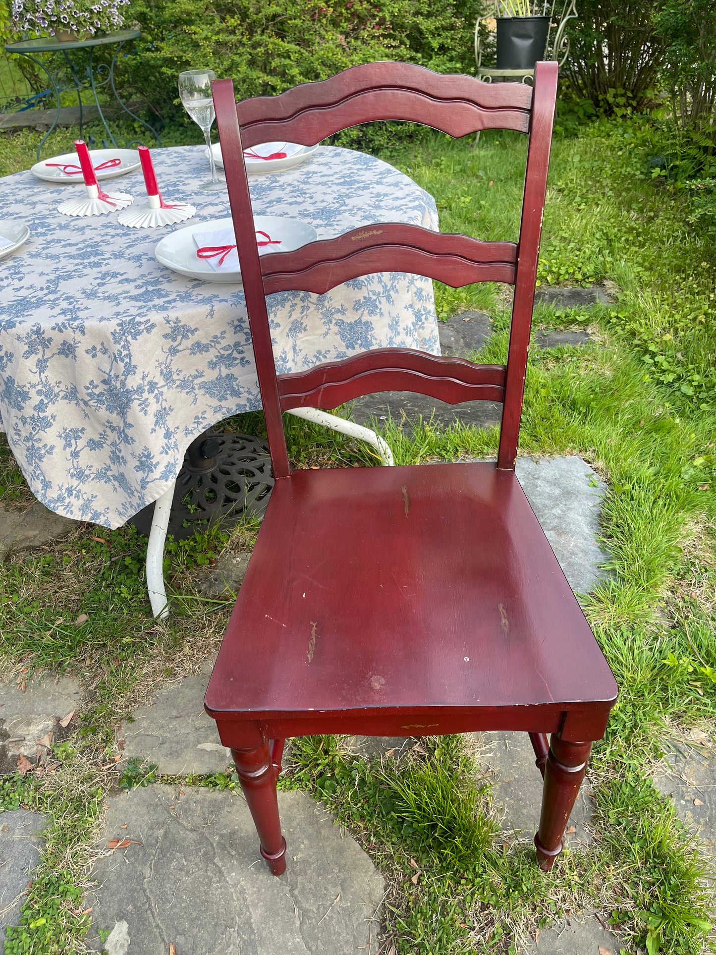 Vintage Red Ladderback Dining Chairs