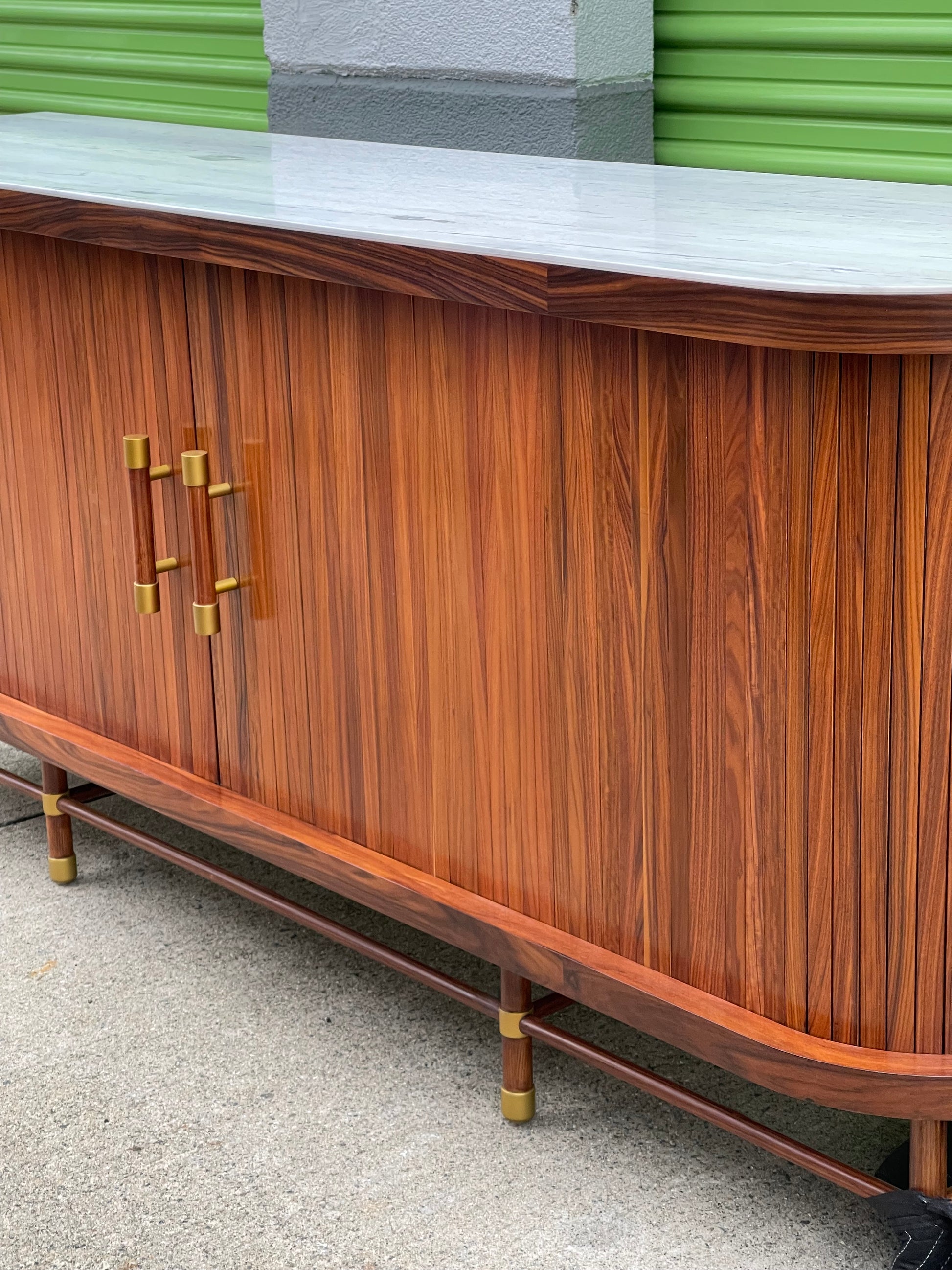 Tamboured Console Buffet Sideboard with Marble