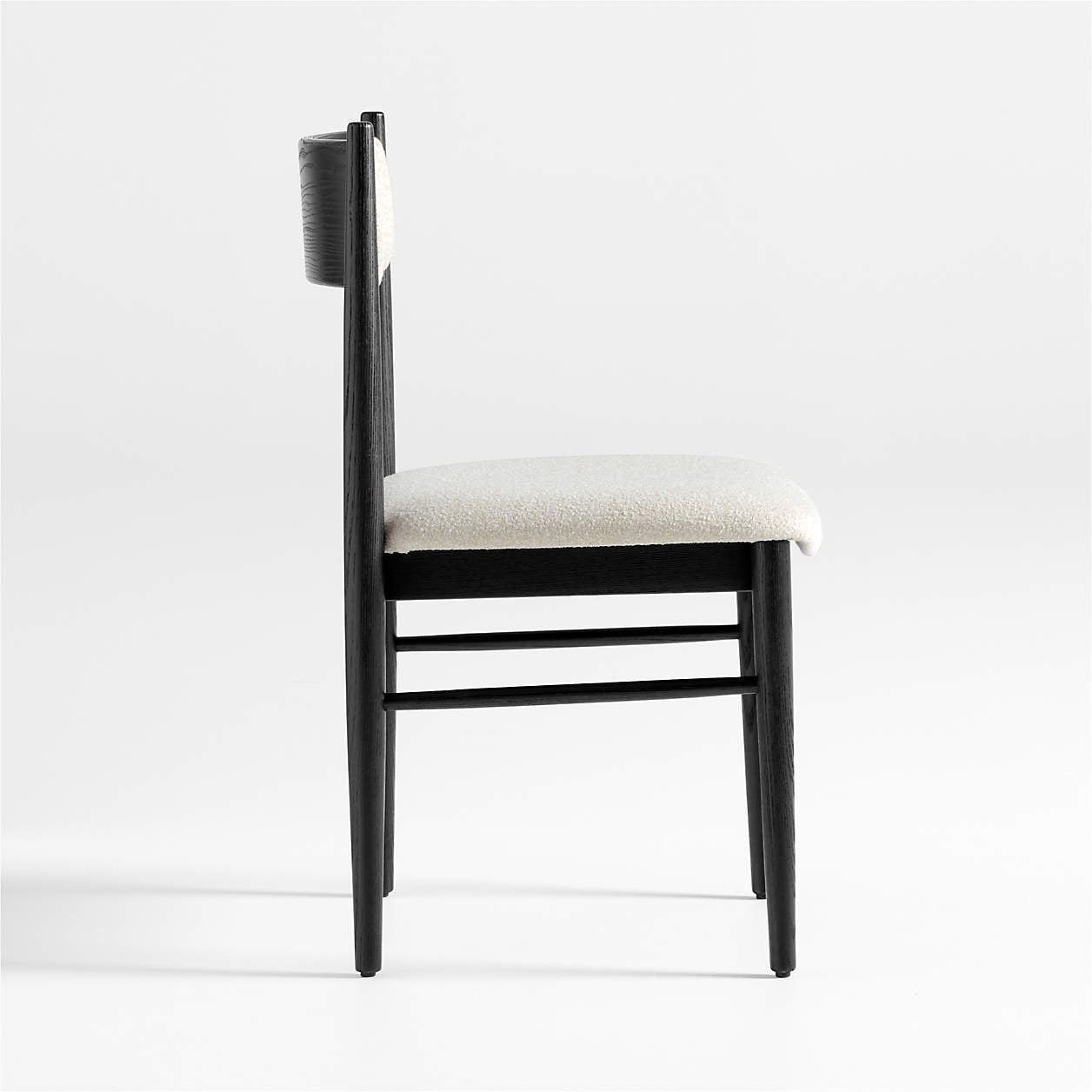 Black Ash Boucle Upholstered Mid-Century Modern Dining Chairs