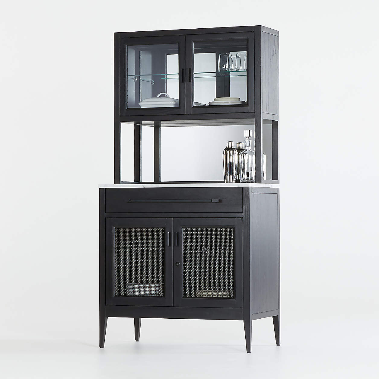 Marble Bar Cabinet with Hutch by Crate & Barrel