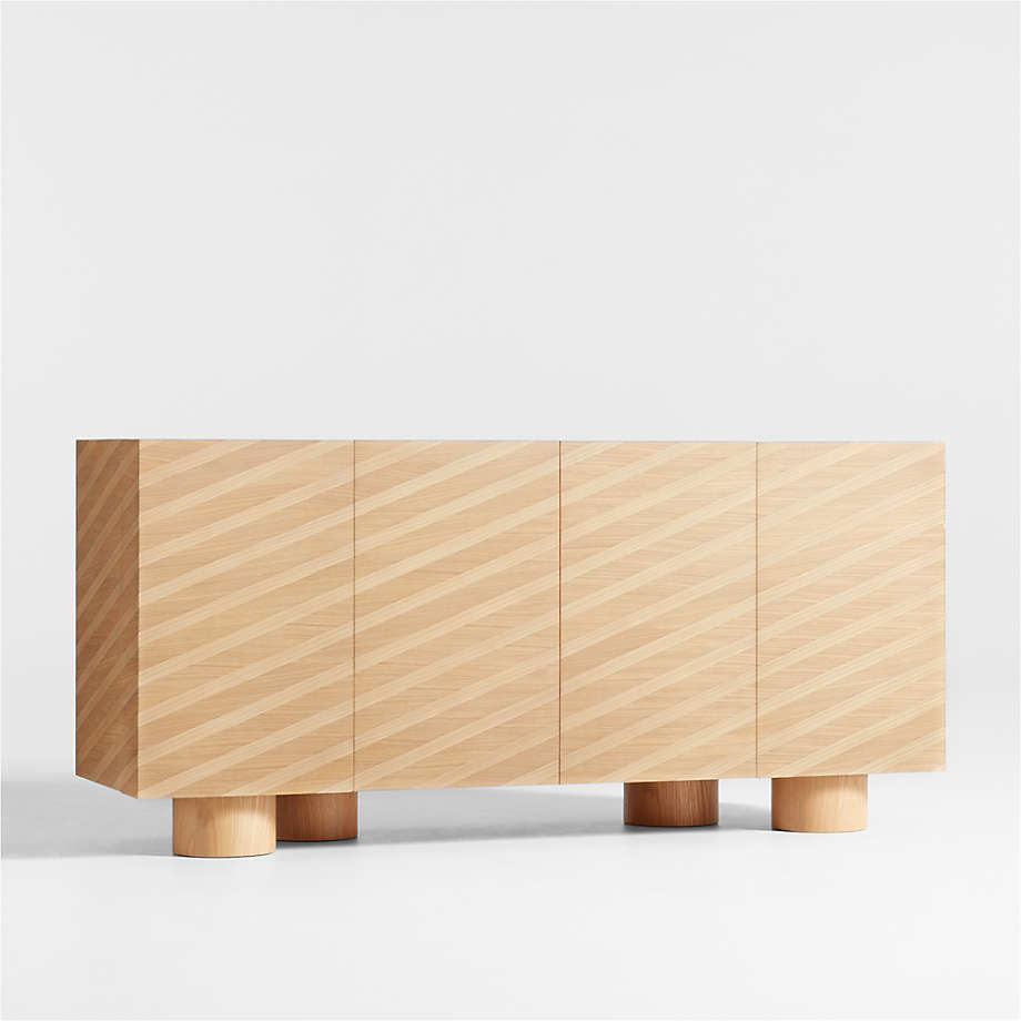 Oak Striped Raya Media Console & Sideboard Cabinet