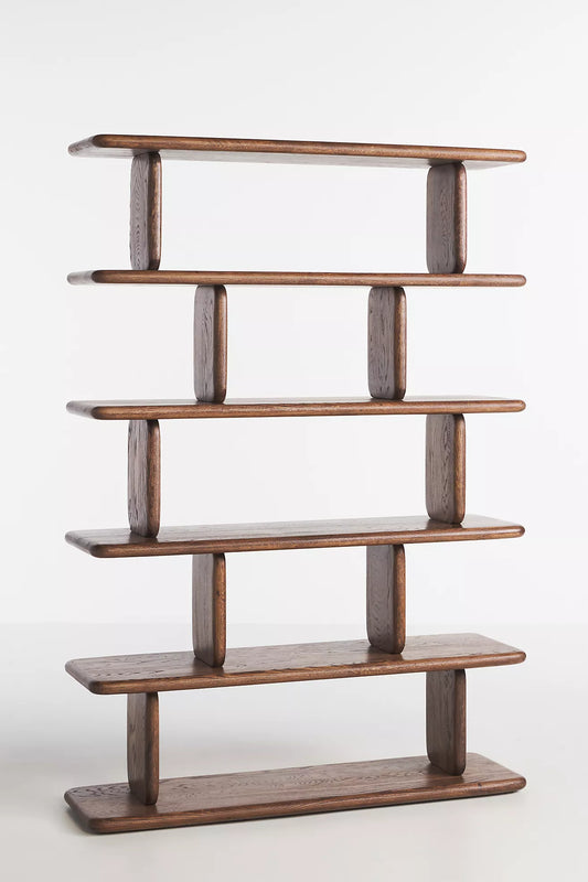 Sculptural Oak 5-Tier Bookshelf