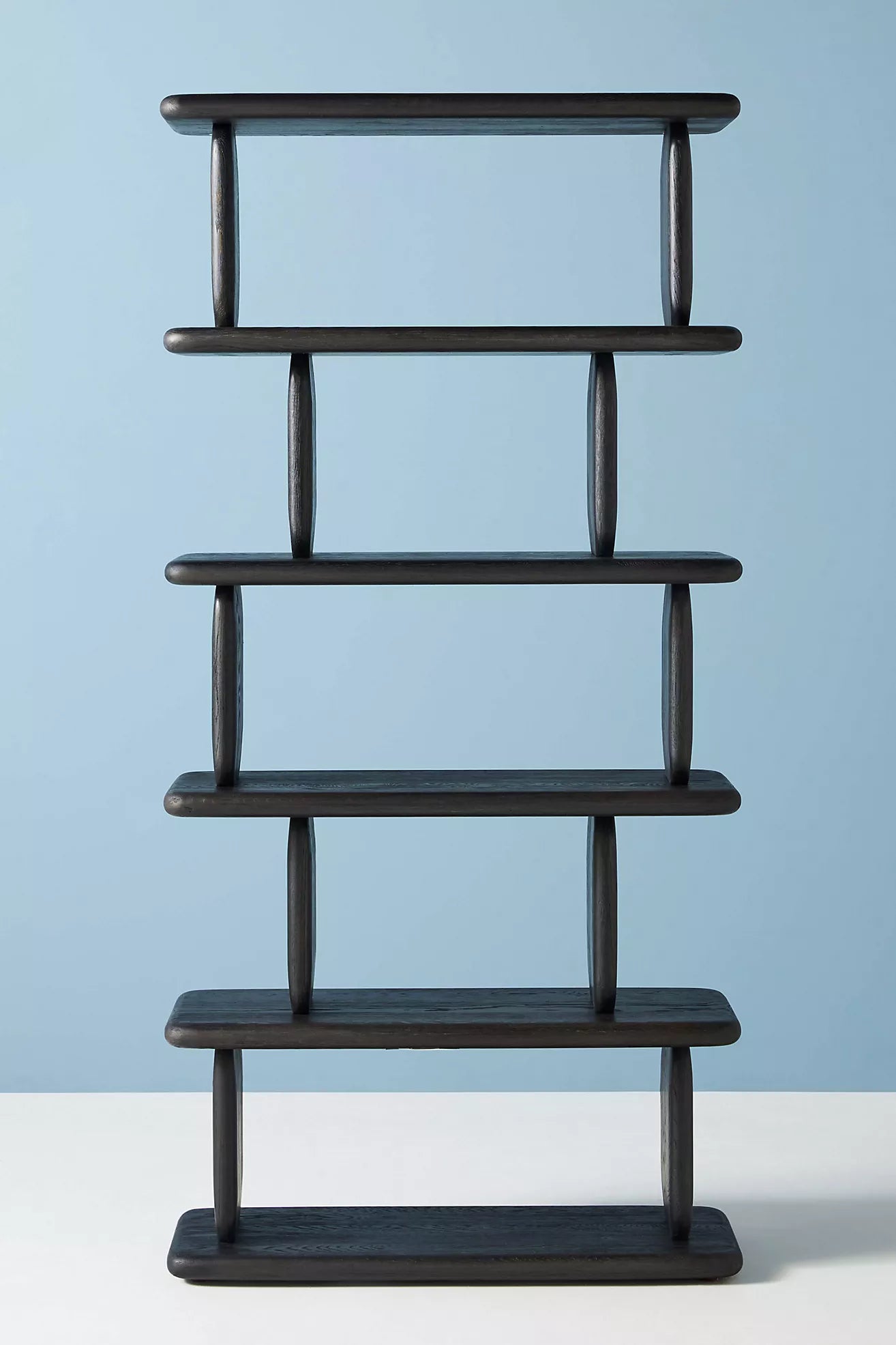 Sculptural Oak 5-Tier Bookshelf in Black