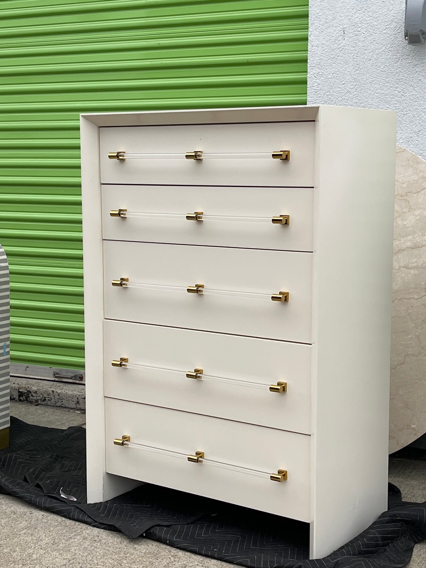 Merriton Cream Lacquered 5-Drawer Dresser