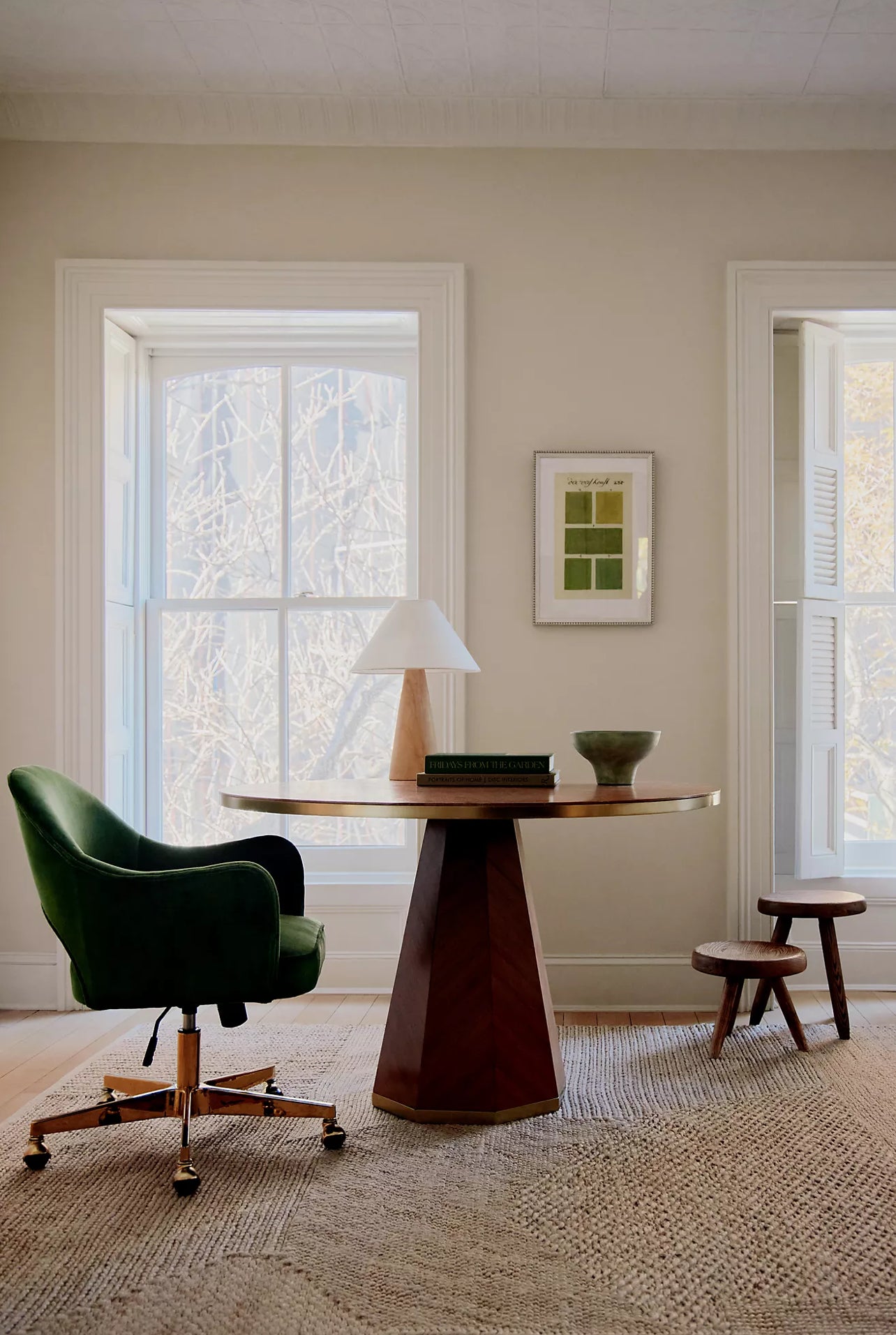 Geometric Wood Pedestal Table