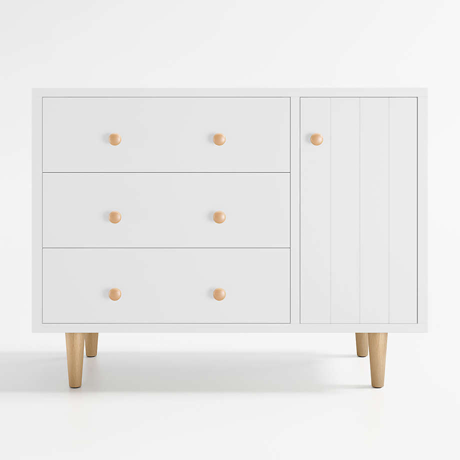 Crate & Barrel Finn White Wood 3-Drawer Dresser Changing Table