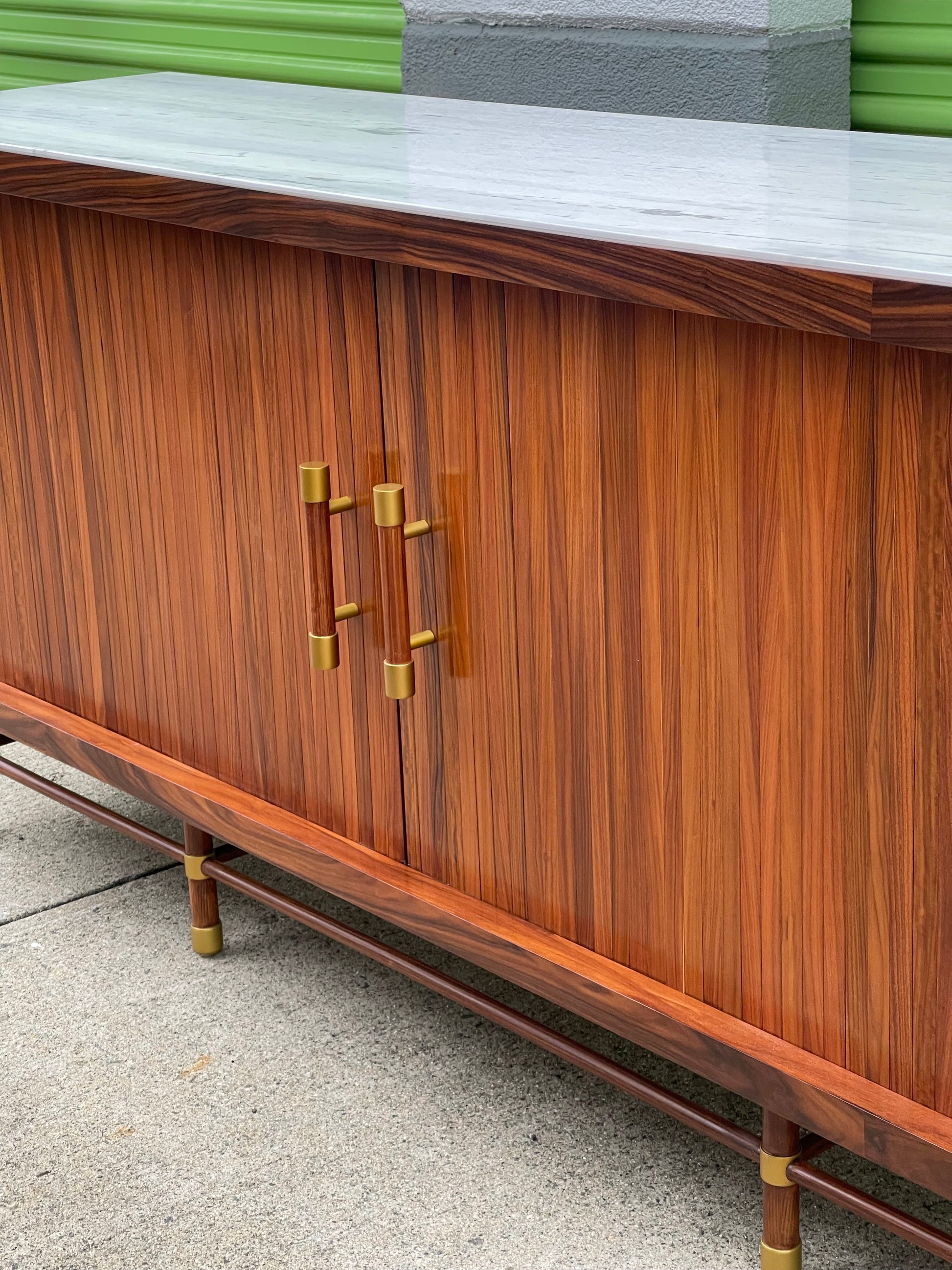 Tamboured Console Buffet Sideboard with Marble