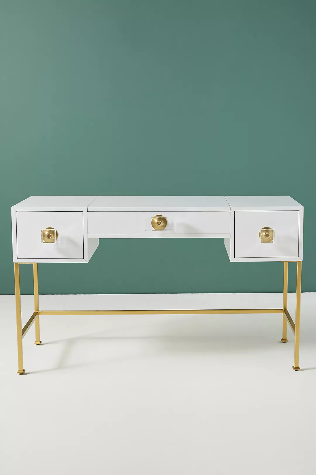 Lacquered White Vanity & Desk