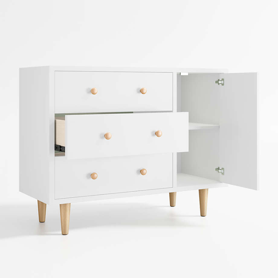 Crate & Barrel Finn White Wood 3-Drawer Dresser Changing Table