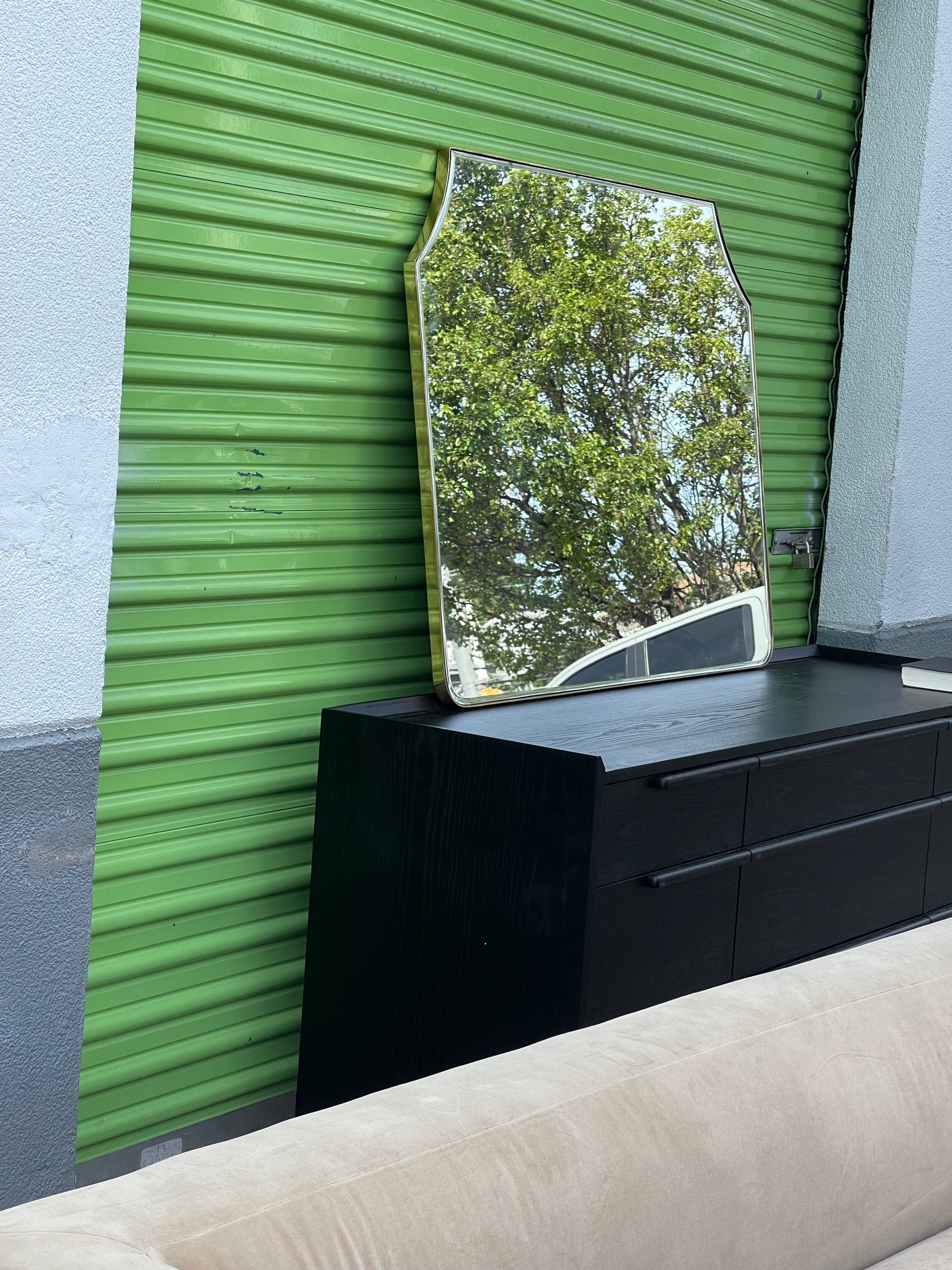 Polished Brass Mantel Mirror