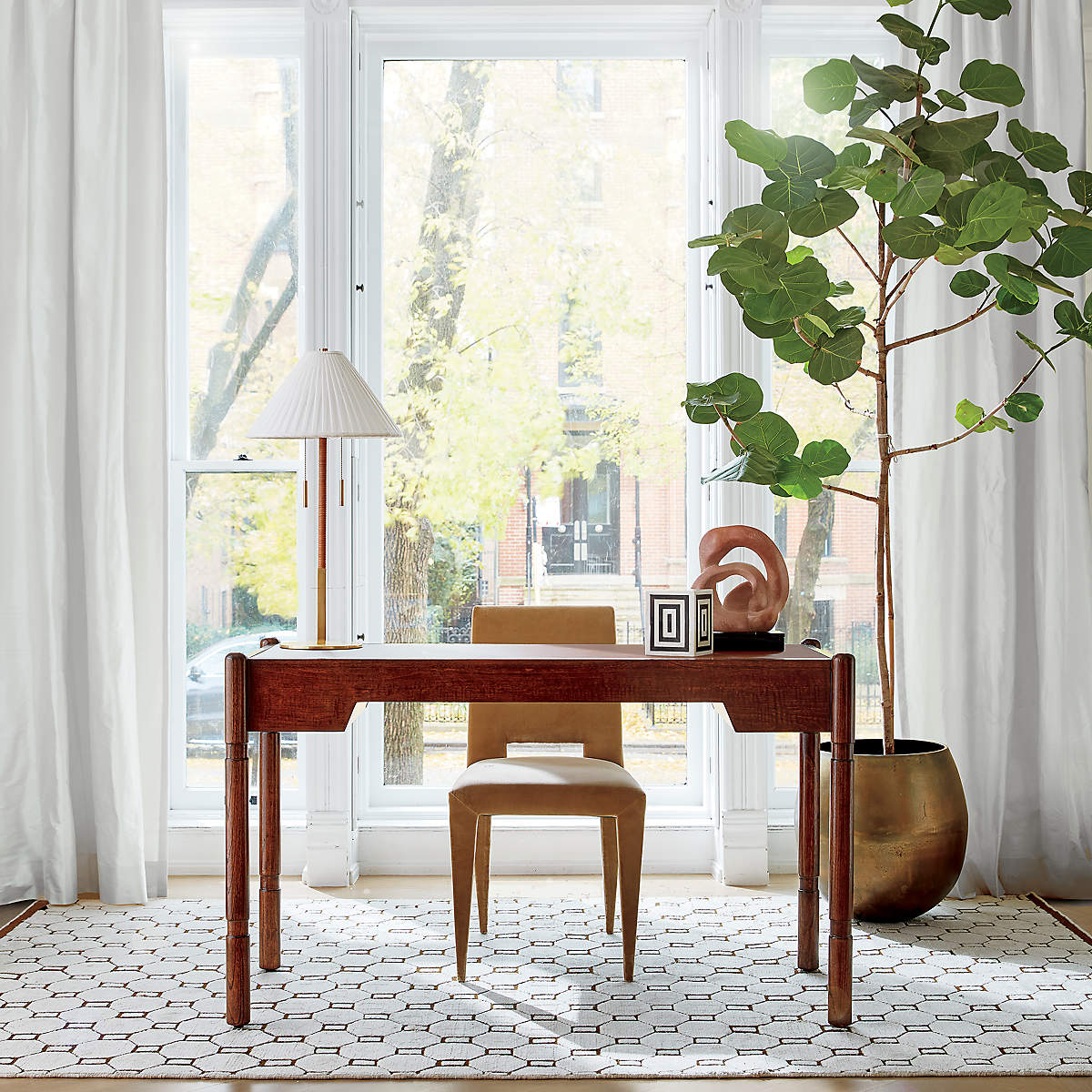 Editorial Velvet Dining Chair in Camel