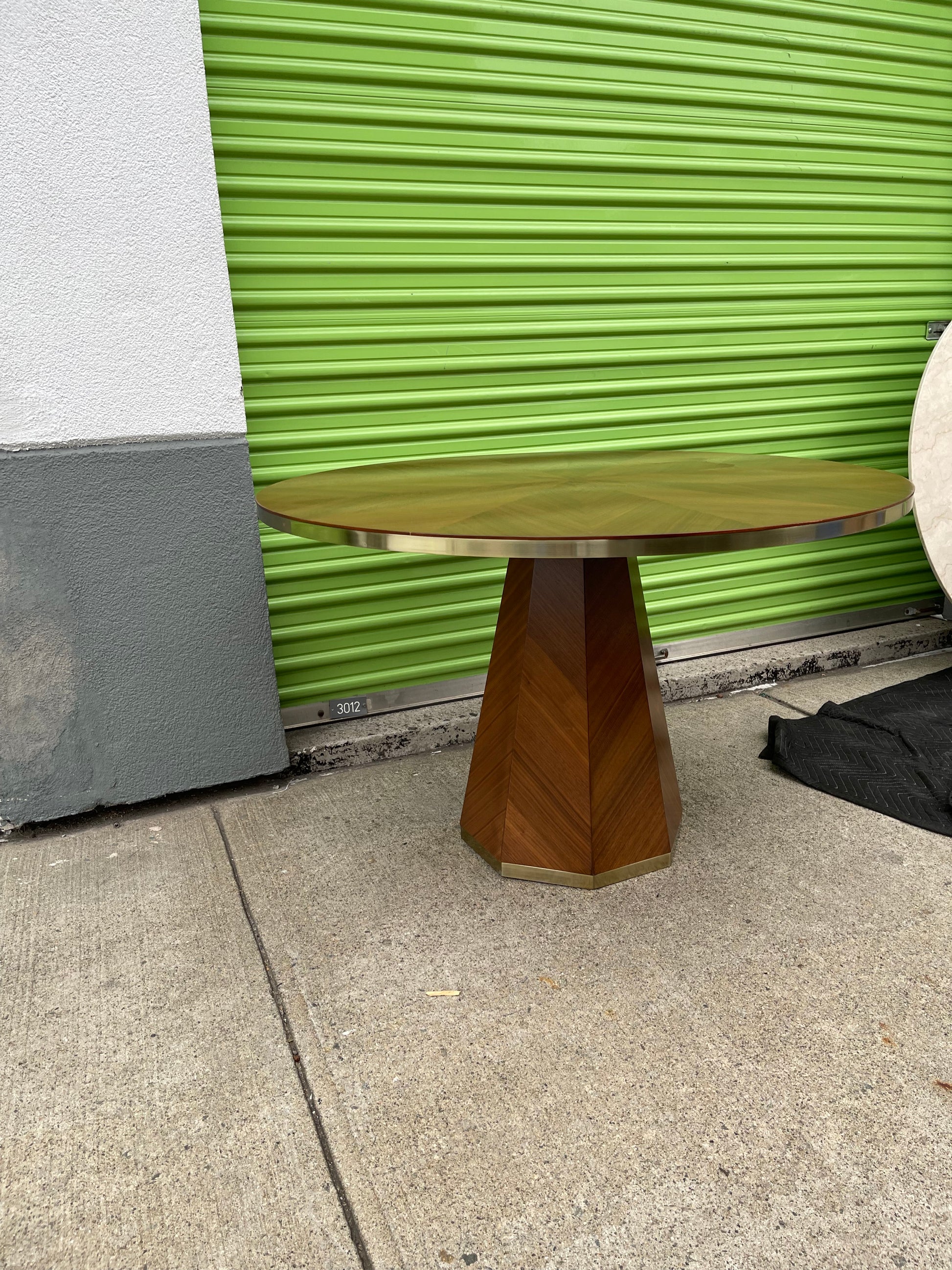 Geometric Wood Pedestal Table