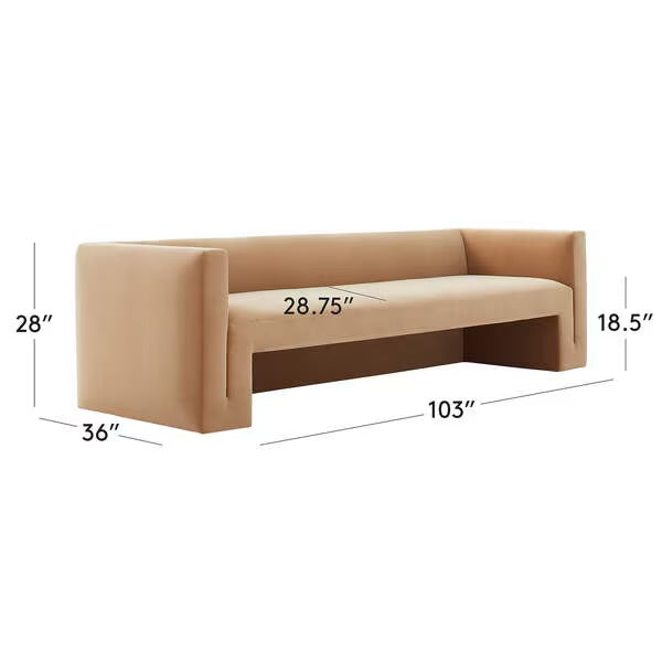 Linear Sculptural Velvet Sofa