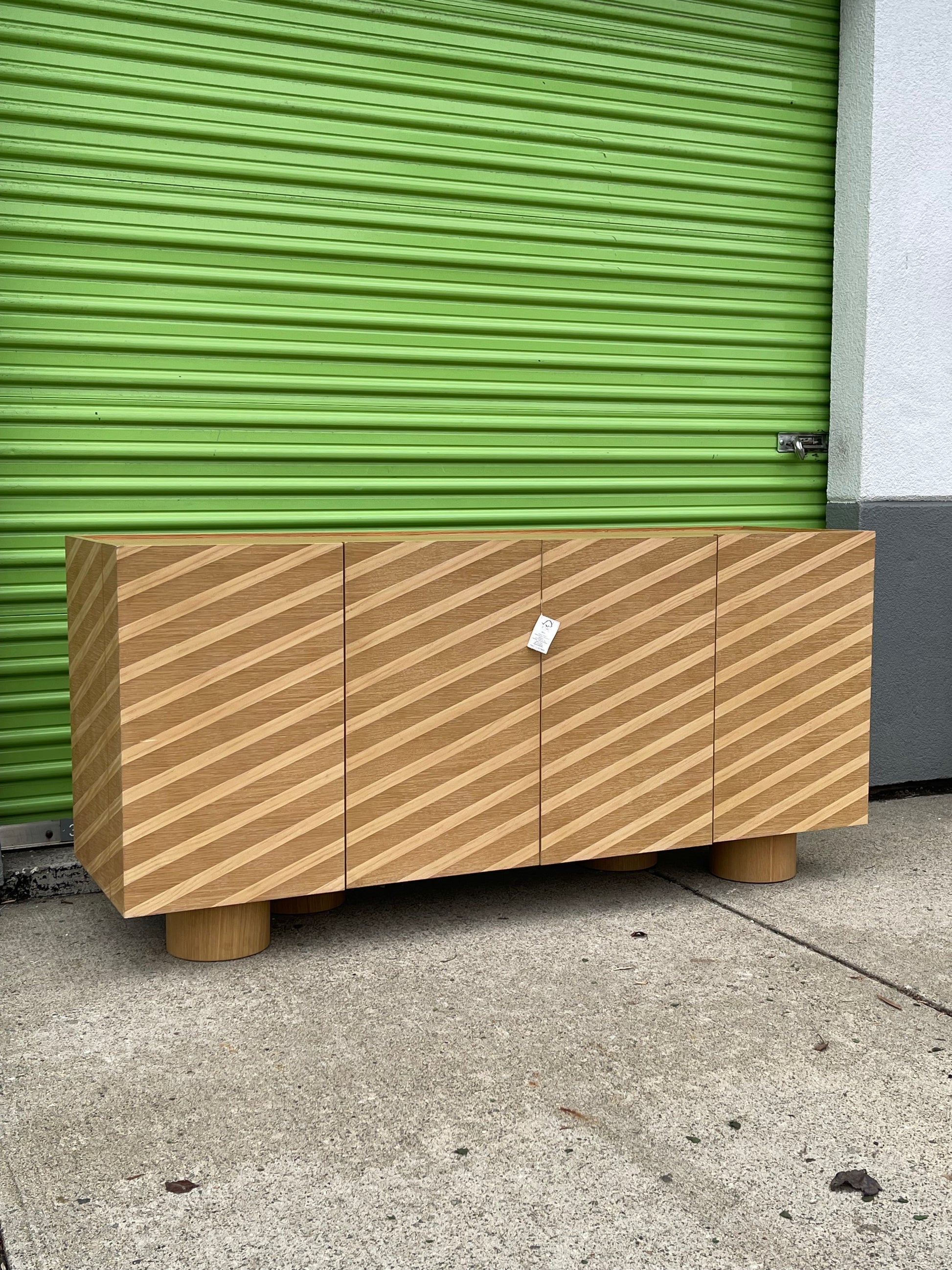 Oak Striped Raya Media Console & Sideboard Cabinet