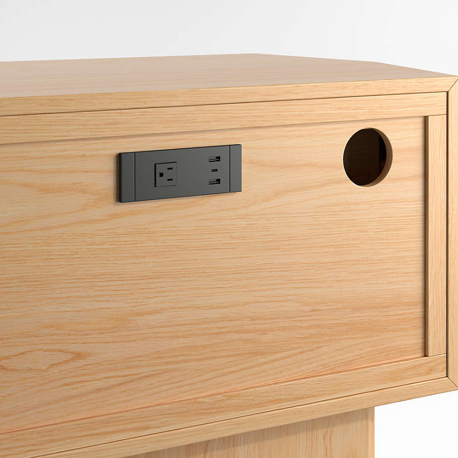 Oak 2-Drawer Nightstand with Power Outlet