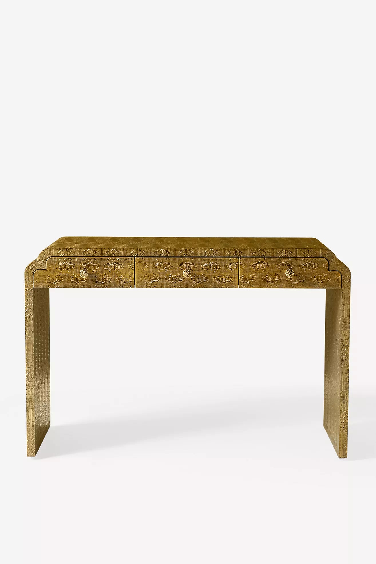 Bronze Lotus Embossed Console Table