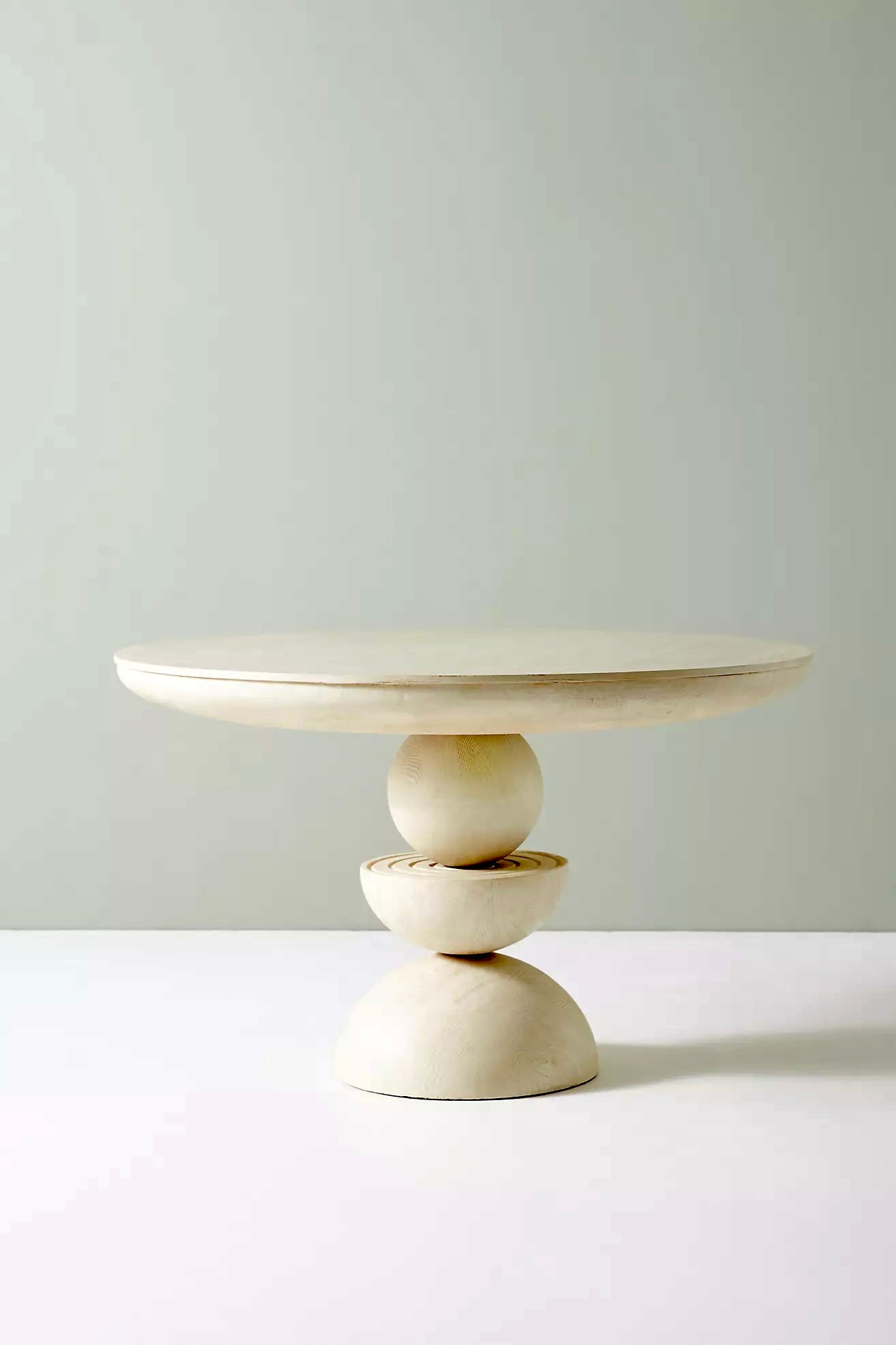 Sculptural Pedestal Blonde Ash Wood Dining Table