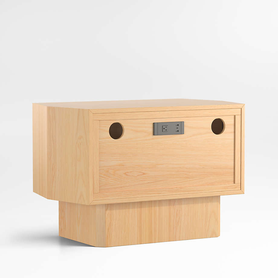 Oak 2-Drawer Nightstand with Power Outlet