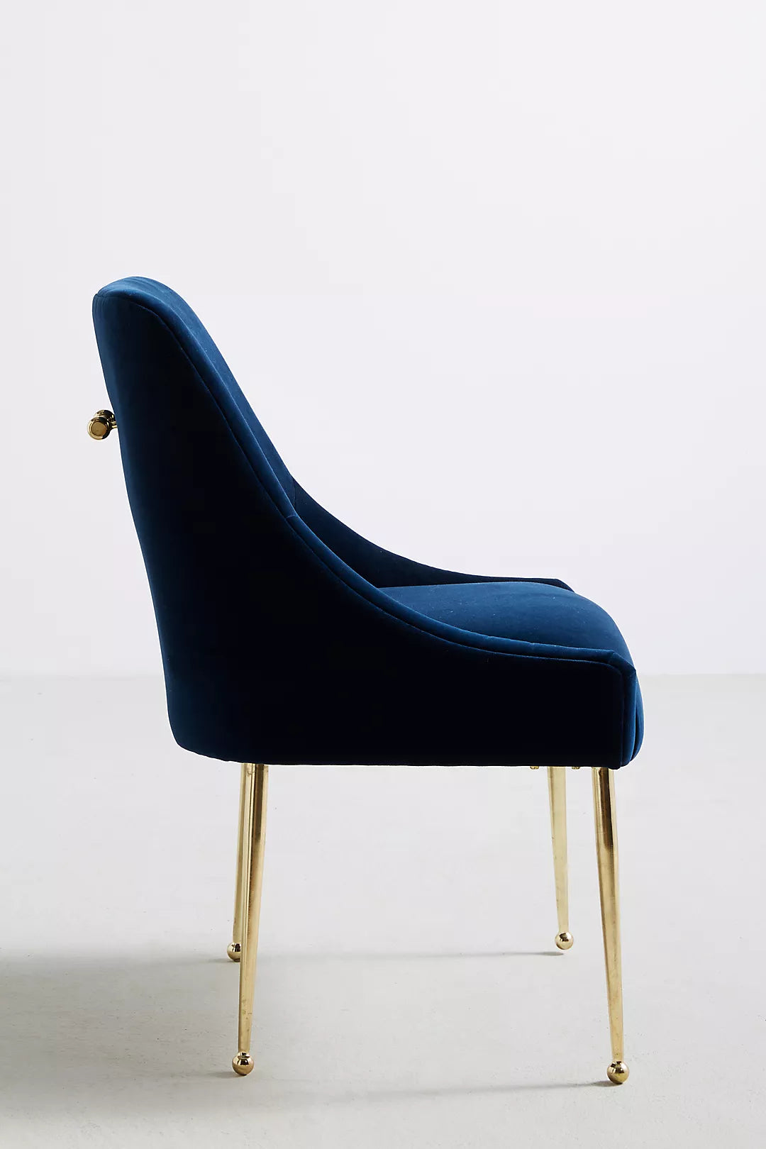 Navy Blue Velvet & Brass Dining Chair