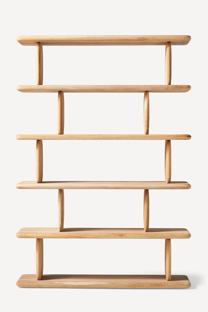 Sculptural Oak 5-Tier Bookshelf