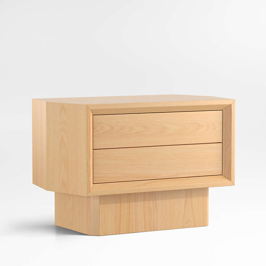 Oak 2-Drawer Nightstand with Power Outlet