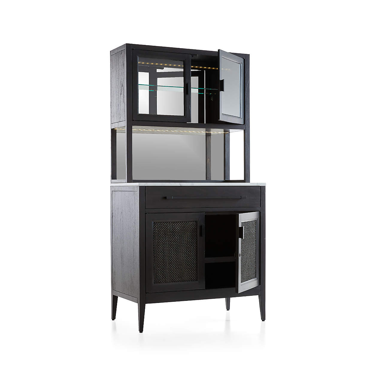 Marble Bar Cabinet with Hutch by Crate & Barrel