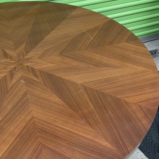 Geometric Wood Pedestal Table