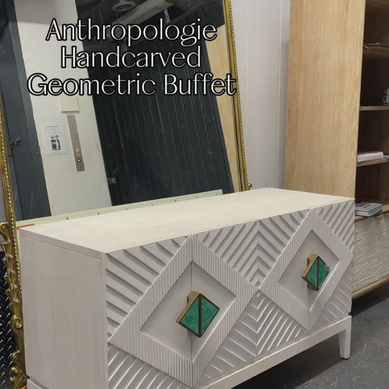 Handcarved Geometric Media Console & Buffet