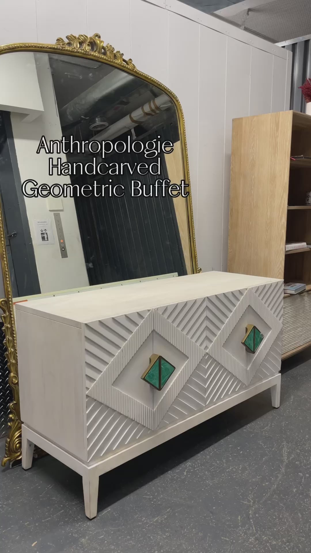 Handcarved Geometric Media Console & Buffet