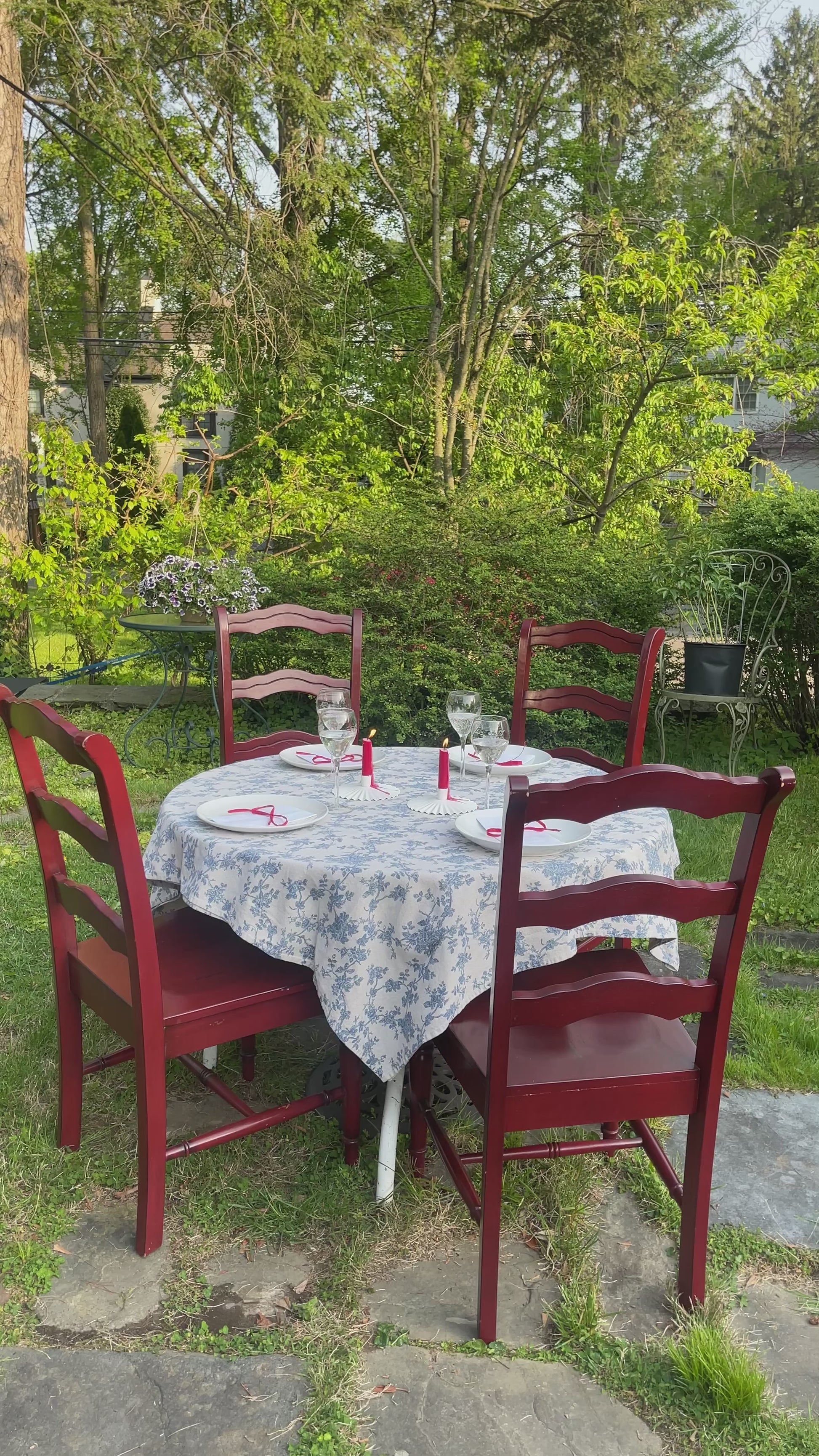 Vintage Red Ladderback Dining Chairs